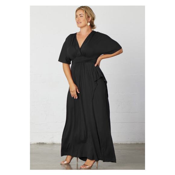 Kiyonna Black Indie Flair Knit Maxi Dress Sz 3X - Picture 3 of 16